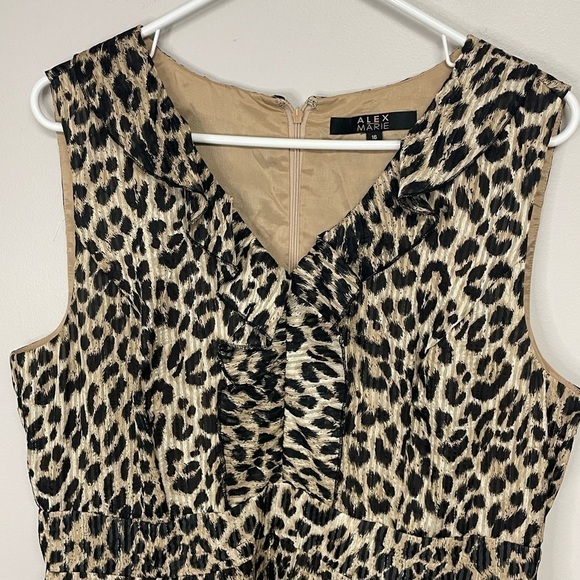 alex Marie Animal Print Ruffle Front Sleeveless Metallic Midi Party Dress, 16 - Picture 9 of 10